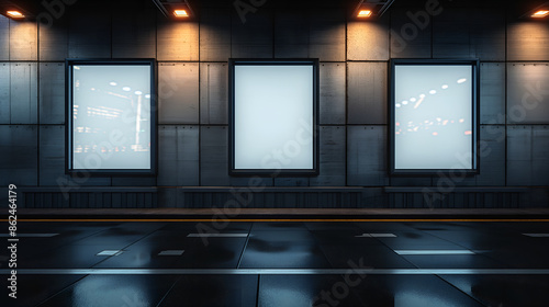 Mock Up Magic: 3 Blank Billboards on Bus Stop Wall