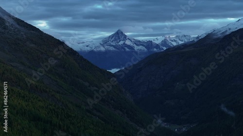 Wallpaper Mural Ausser Rothorn Allalin Group Saastal Zermatt Saas Fee Bales Aerial Drone Switzerland Swiss Alps windy clouds snow dusting Allalinhorn Alphubel Strahlhorn Dom mountain peaks upwards Torontodigital.ca