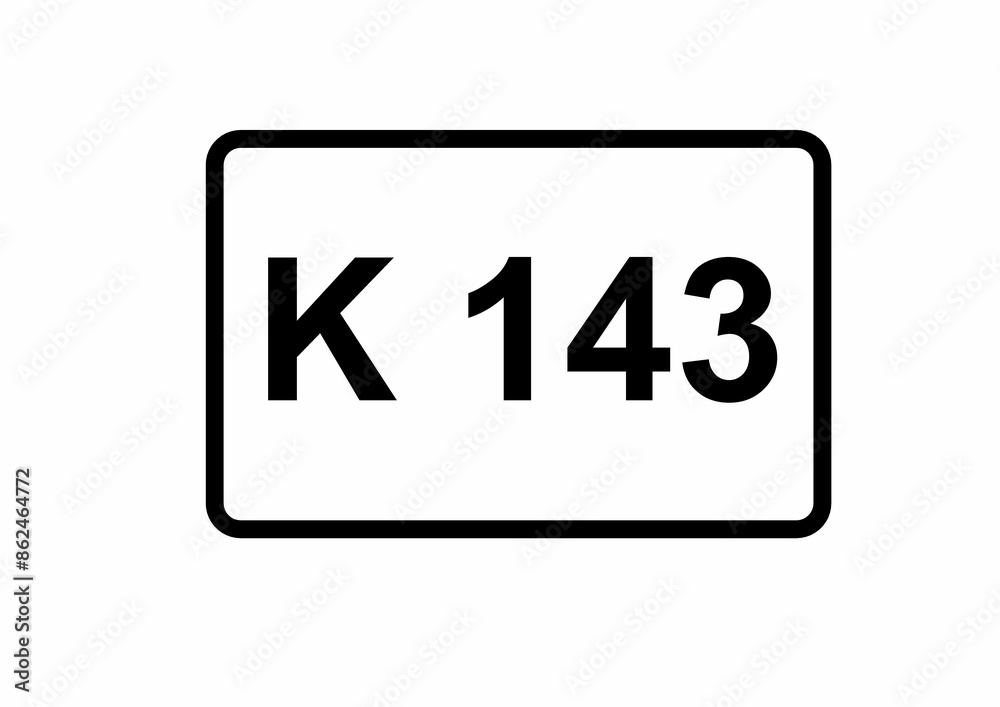Illustration eines Kreisstraßenschildes der K 143 in Deutschland Illustration eines Kreisstraßenschildes der K 143 in Deutschland