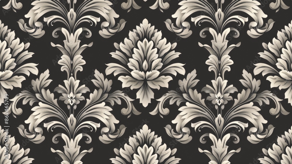 Black and white ornate floral pattern. Decorative wallpaper design for interior Black and white ornate floral pattern. Decorative wallpaper design for interior