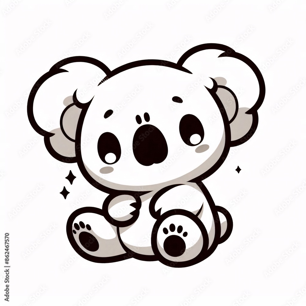 Endearing Monochrome Koala Illustration Endearing Monochrome Koala Illustration