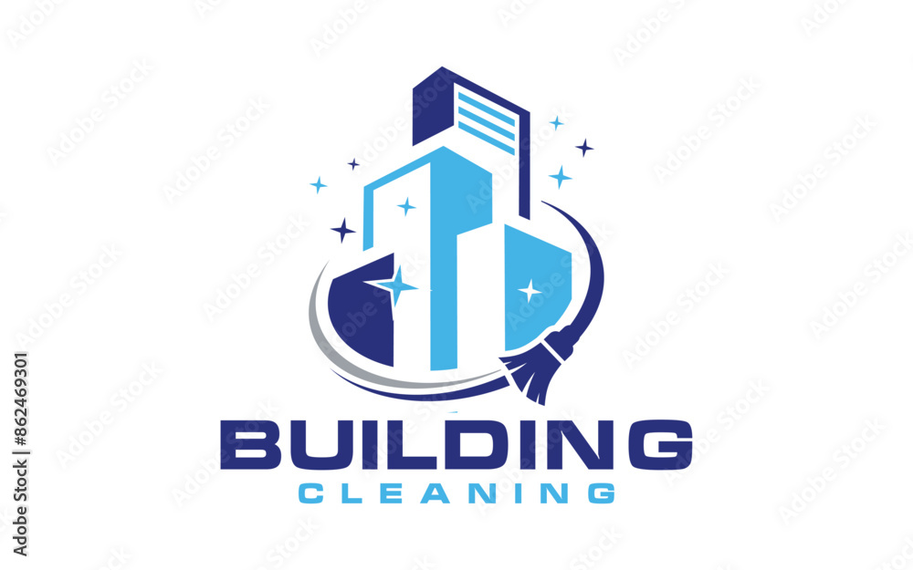 Fototapeta premium Building Cleaning company badge, emblem. Vector illustration.