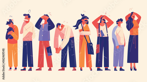 Pain people. Persons feeling toothache headache pain