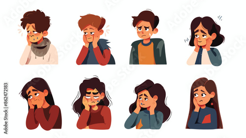 Sad People Crying Feel Grief. Desperate Male and Female