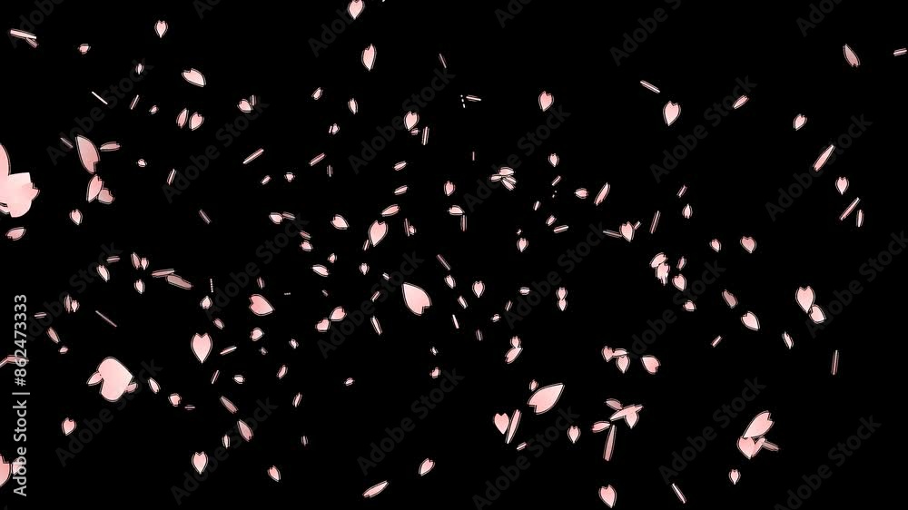 Flying cherry blossom particle animation alpha channel included 4K