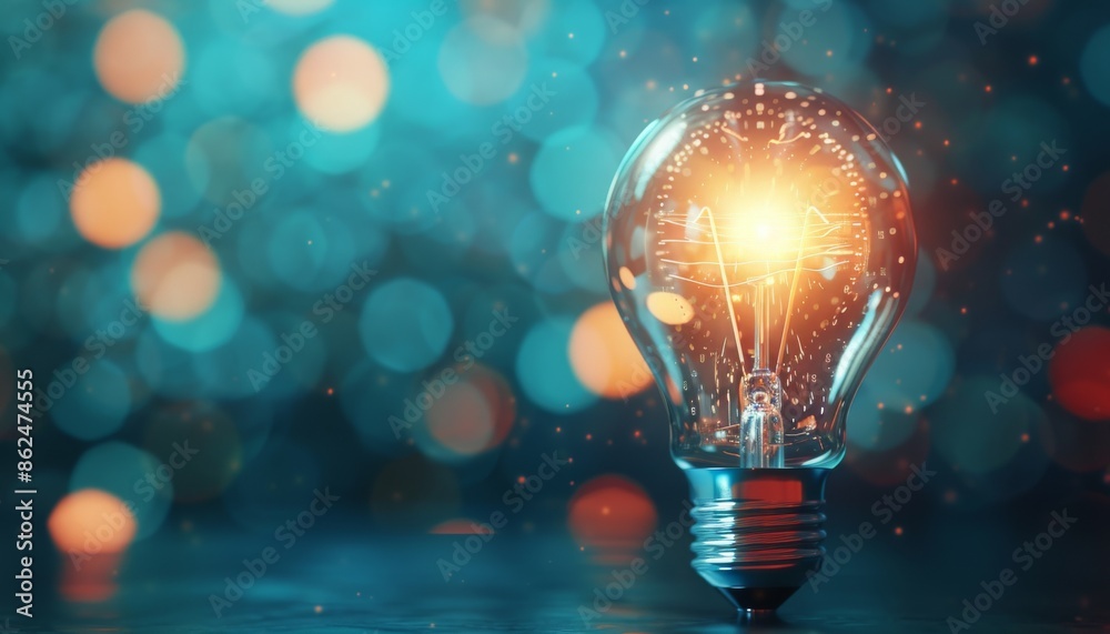 Light bulb on the wall glowing brightly with energy and innovation Light bulb on the wall glowing brightly with energy and innovation