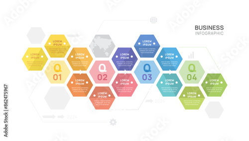 Infographic hexagon diagram 12 steps template for business, presentation vector infographics.