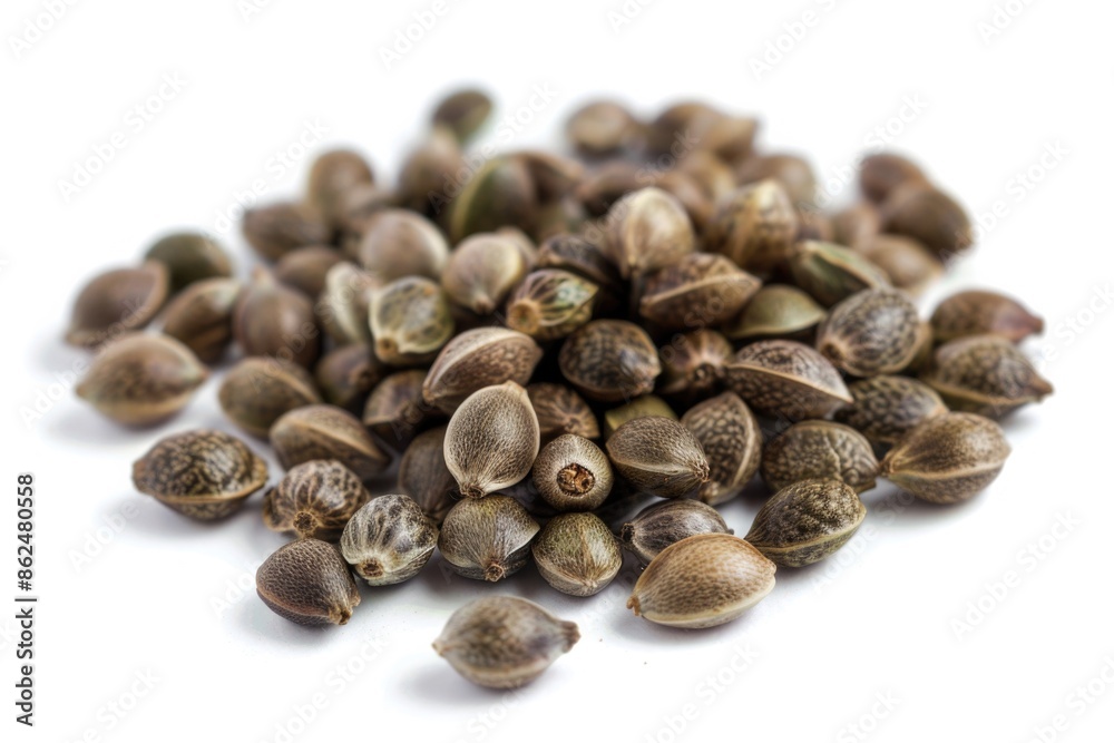 Cannabis Seeds. Close-up of Marijuana Seeds Isolated on White Background for Agriculture or Cultivation Cannabis Seeds. Close-up of Marijuana Seeds Isolated on White Background for Agriculture or Cultivation