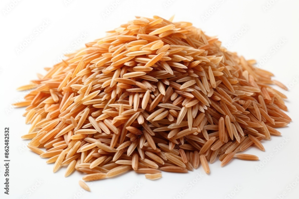 Pile of brown rice,isolation white background Pile of brown rice,isolation white background