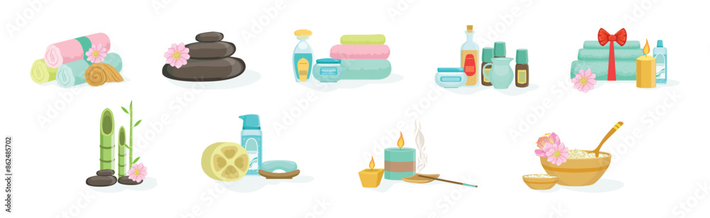 Spa Wellness Salon Item and Objects Vector Set Spa Wellness Salon Item and Objects Vector Set