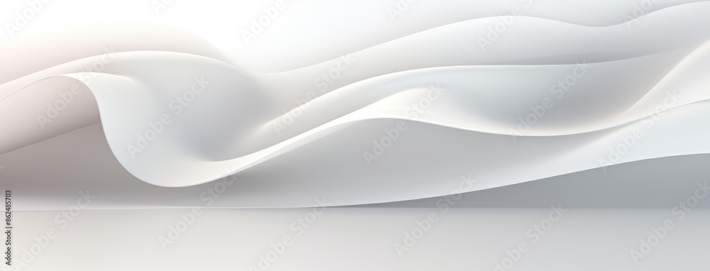 Obraz premium Abstract white wave background with smooth lines, minimalist designs, modern presentations, sleek websites, and clean digital artworks. Perfect for creating white geometric abstract background