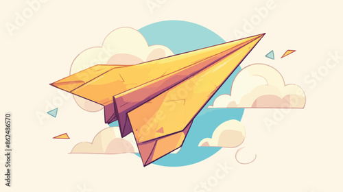 Paper airplane vector sketch icon isolated on