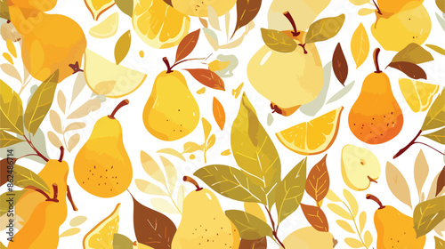 pears and slices seamless pattern. Background