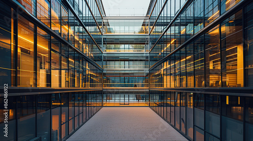 Modern architectural glass facade