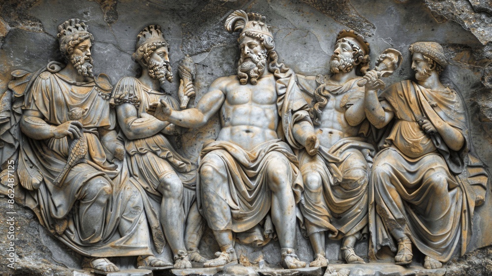 Greek engravings depicting the lives and deeds of the gods. Greek engravings depicting the lives and deeds of the gods.