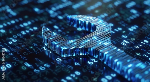 Digital Wrench Symbol on Binary Code Background