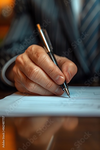 Signing a property lease agreement in a modern office, Real estate deal, Legal document