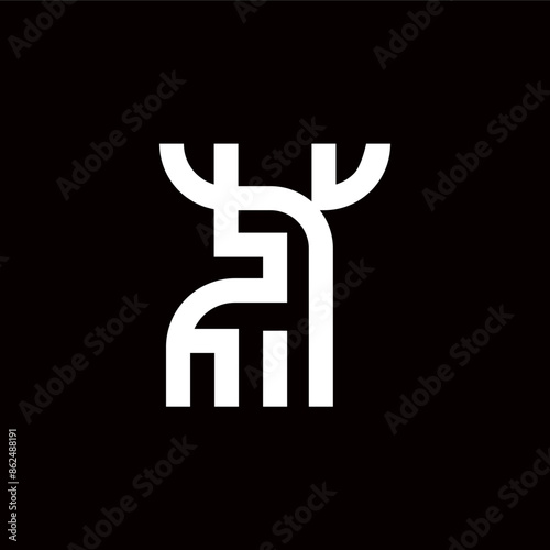 Deer mark logo design. deer hunter gazelle doe antelope horn elk logo symbol antlers, minimalist simple flat deer symbol.