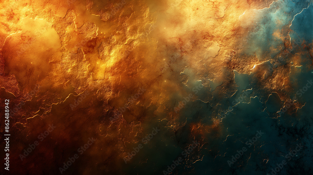 Fototapeta premium Vintage grunge wall background with a combination of gold and brown tones
