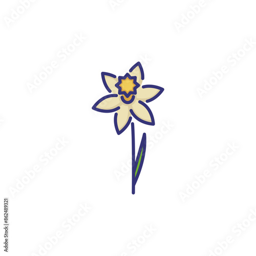 Daffodil line icon. Flower, spring, botany. Flower concept. Vector illustration can be used for topics like nature, biology, botany