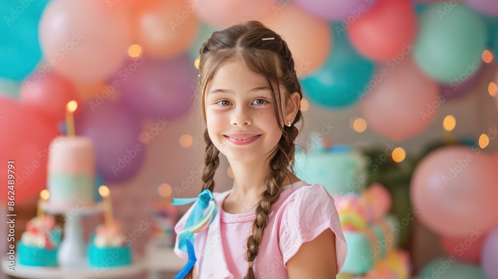 6 years birthday party balloons design. Generative AI 6 years birthday party balloons design. Generative AI