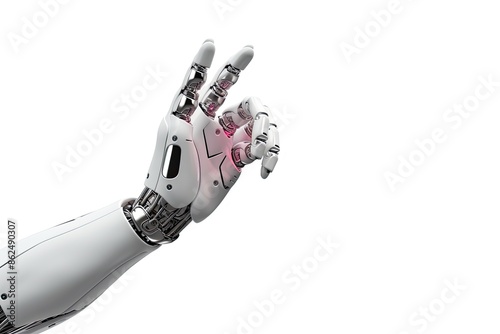 cyborg robotic hand pointing his finger - 3D rendering isolated