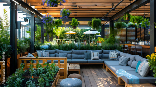 Throwback rooftop lounge filled with recycled timber furnishings, urban aesthetics, and a herb plot for signature drinks