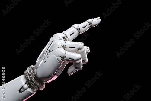 cyborg robotic hand pointing his finger - 3D rendering isolated