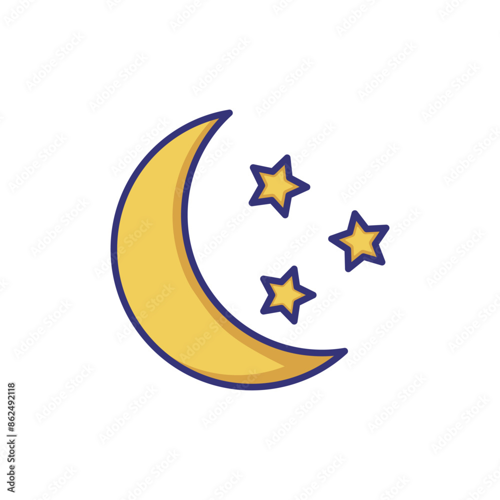 Night line icon. Time, nature, environment. Night and day concept. Vector illustration can be used for topics like fairy tale, dream Night line icon. Time, nature, environment. Night and day concept. Vector illustration can be used for topics like fairy tale, dream