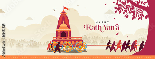 Happy Rath Yatra Festival Social Media Cover Banner Design Template photo