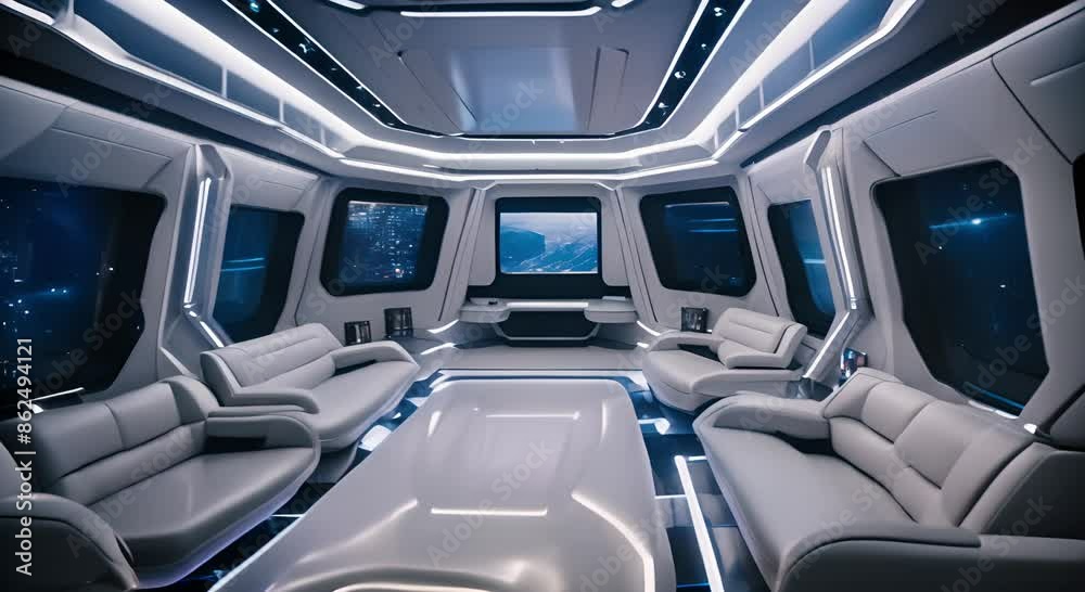 Cozy futuristic spaceship cabin interior Cozy futuristic spaceship cabin interior