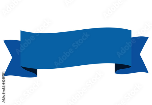 太いタイトルリボン単品　ウェーブ　青