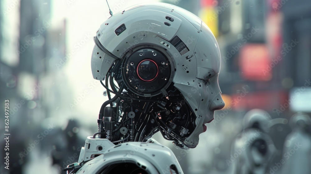 Fototapeta premium Large Language Model Cyborgs - Artificial Intelligence Concept