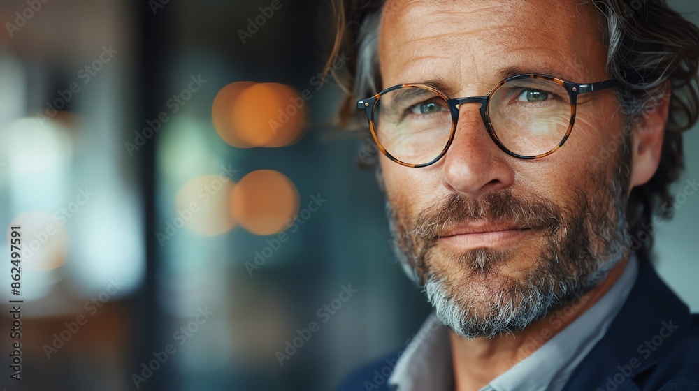 Portrait of a confident mature man with beard and glasses. Portrait of a confident mature man with beard and glasses.