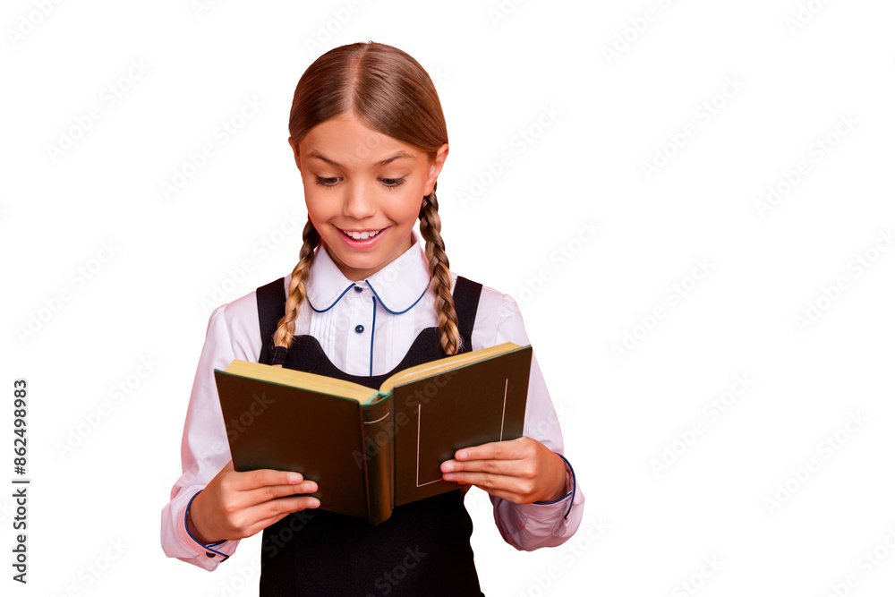 Close-up portrait of her she nice attractive lovely cheerful cheery smart clever intelligent pre-teen girl holding in hand interesting book isolated over bright vivid shine orange background Close-up portrait of her she nice attractive lovely cheerful cheery smart clever intelligent pre-teen girl holding in hand interesting book isolated over bright vivid shine orange background