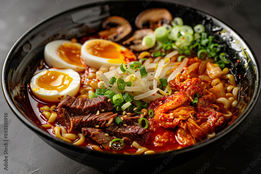 a bowl of ramen with meat and eggs a bowl of ramen with meat and eggs