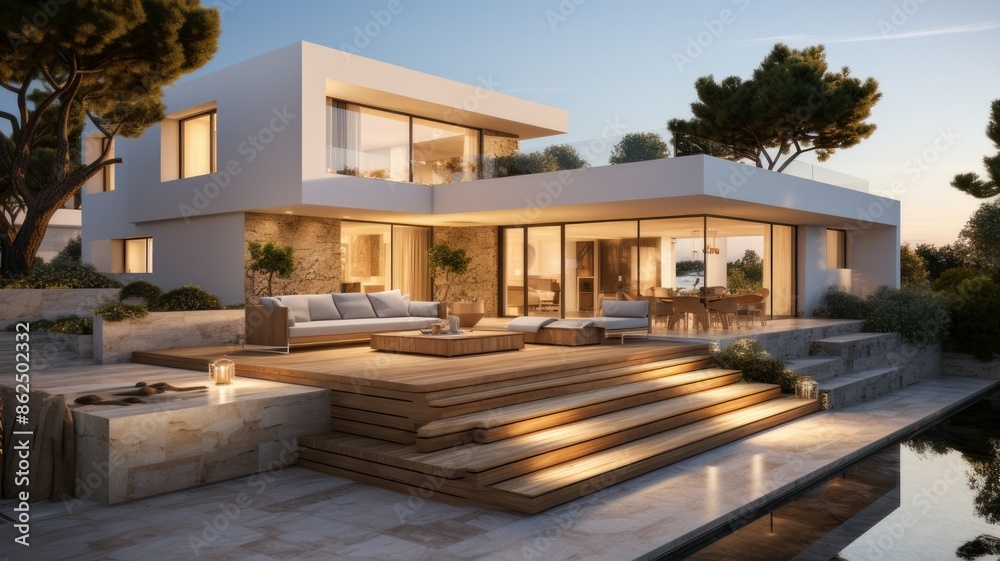 Fototapeta premium modern apartments with infinity pool