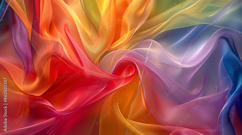 Obraz premium Abstract colorful background with flowing lines and curves, vibrant colors, soft lighting, and a sense of movement. Abstract design wallpaper for artistic expression or creative projects. The design f