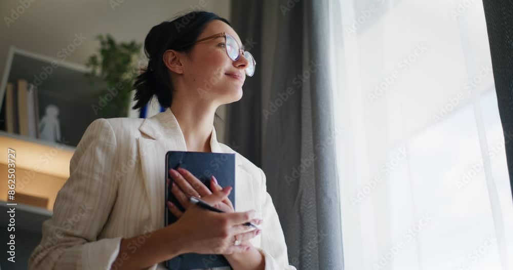 Reflective Woman Looking Out Window for Inspiration