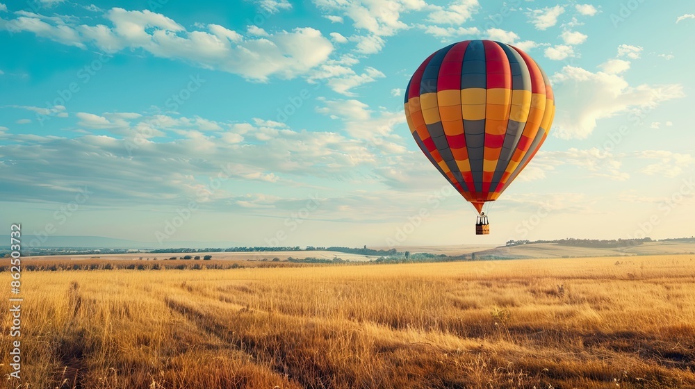 Obraz premium Hot Air Balloons Soaring Over Scenic Landscape