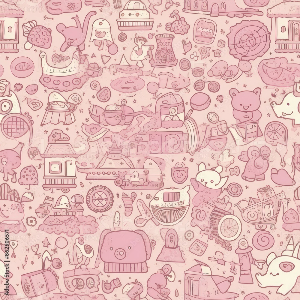 Seamless background, texture, backdrop, pattern, wallpaper with children cartoon toys. Seamless background, texture, backdrop, pattern, wallpaper with children cartoon toys.