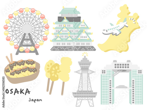 大阪　旅行　観光　ご当地グルメ　イラスト