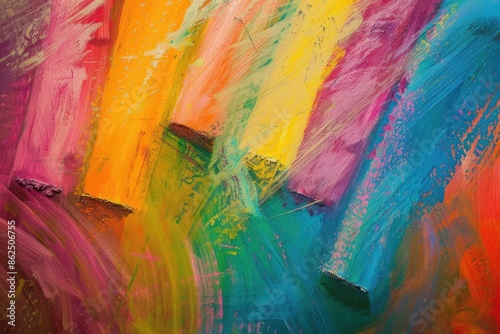 Crayon Abstract Frame. Colourful Wax Crayons on Children's Painting Background