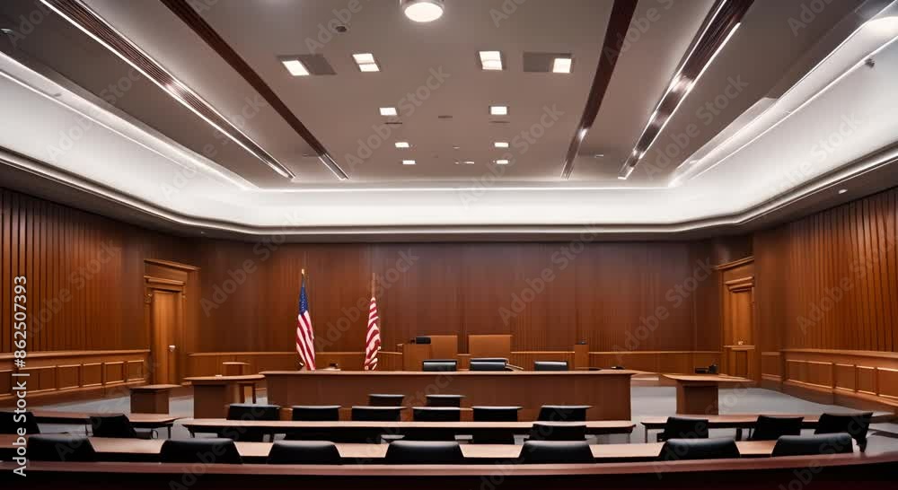 Modern empty court courtroom