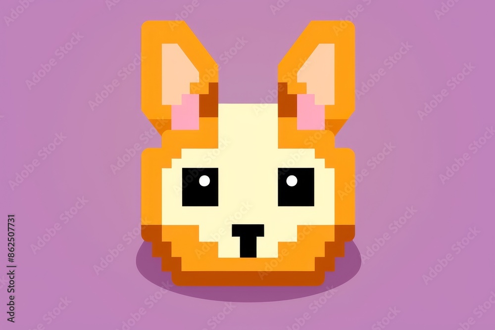 Obraz premium Pixel art of a rabbit face, simple and cute