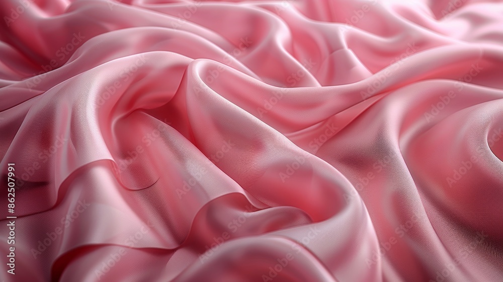 Pink silk fabric with flowing waves, close-up. Luxury texture and elegance concept Pink silk fabric with flowing waves, close-up. Luxury texture and elegance concept