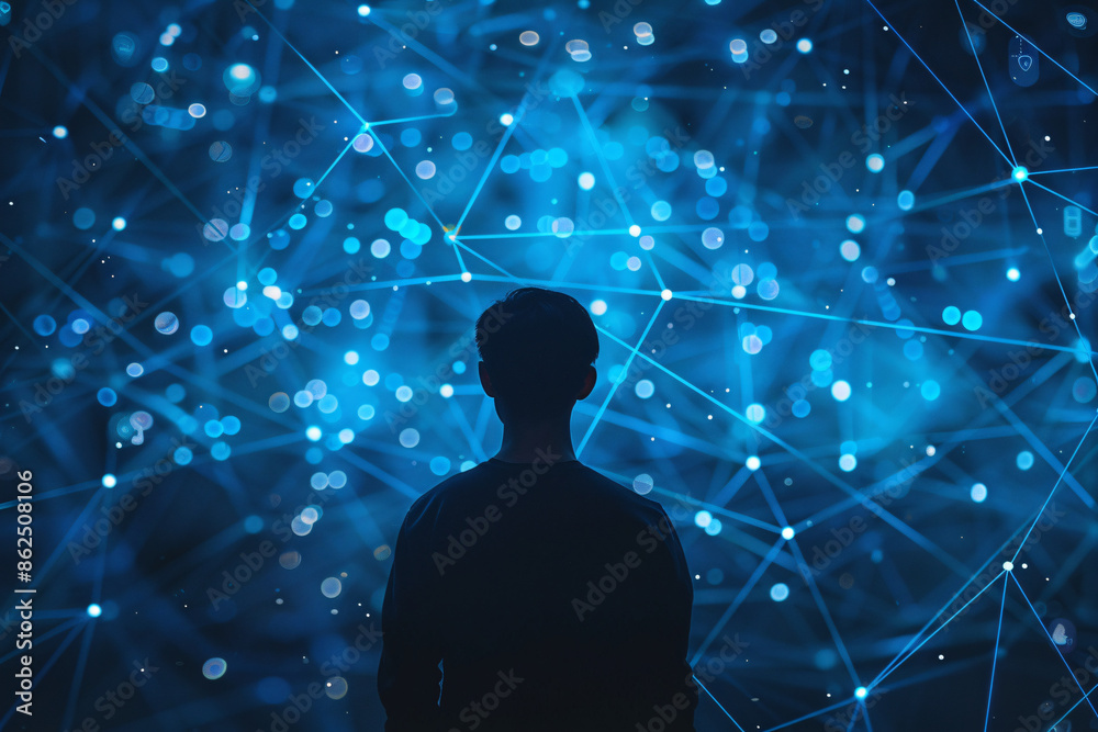a person looking at a network a person looking at a network