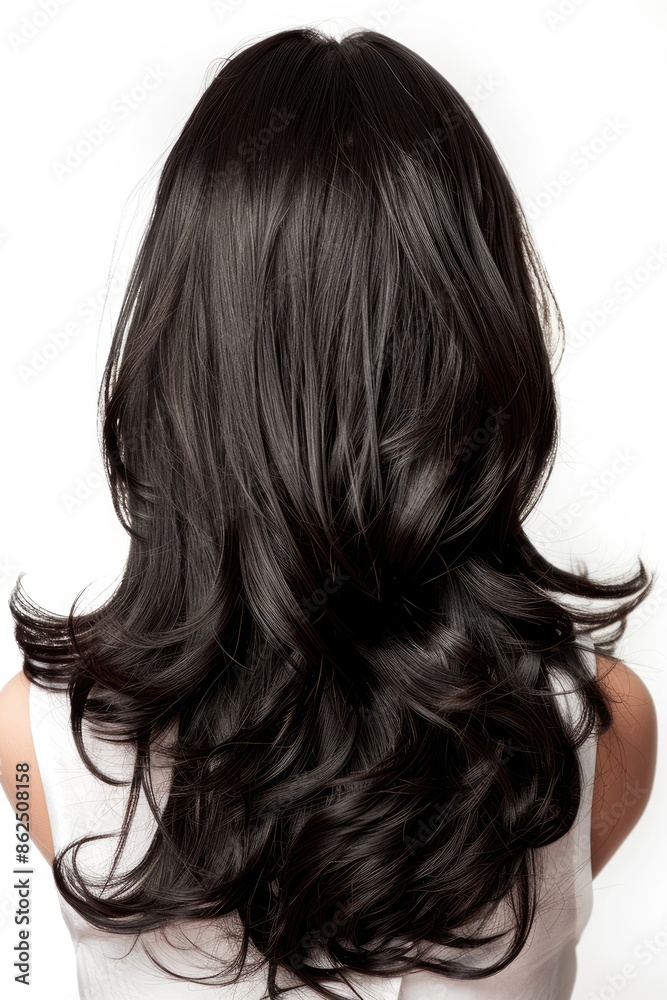 Hair Wig. Woman Profile with Black Hair Wig. Brown Hair Style Isolated on White Background Hair Wig. Woman Profile with Black Hair Wig. Brown Hair Style Isolated on White Background