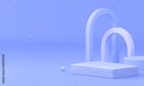 3d lilac podium geometric shapes pedestal for presentation realistic vector illustration