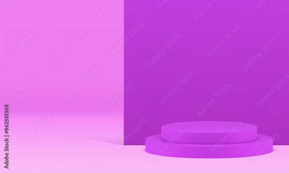 Purple 3d cylinder step podium mock up for product show presentation realistic vector Purple 3d cylinder step podium mock up for product show presentation realistic vector